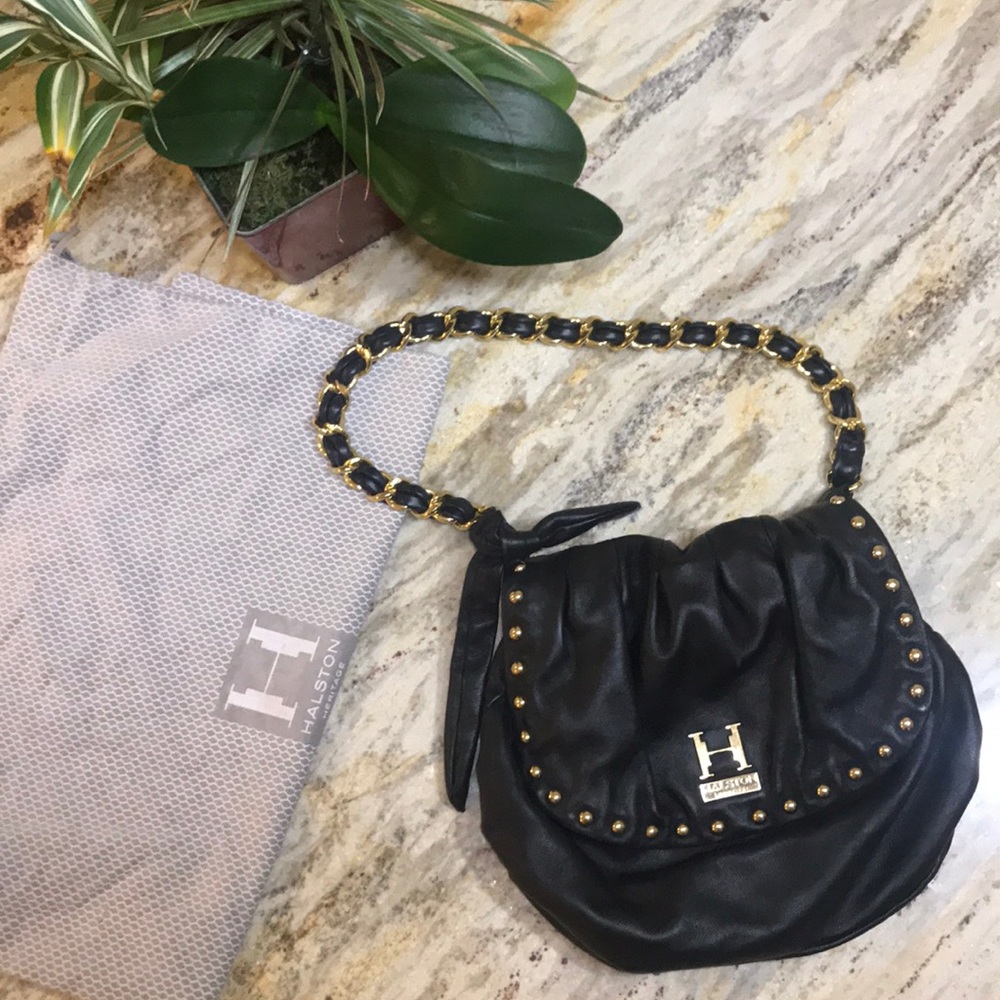 Halston Heritage black leather purse.